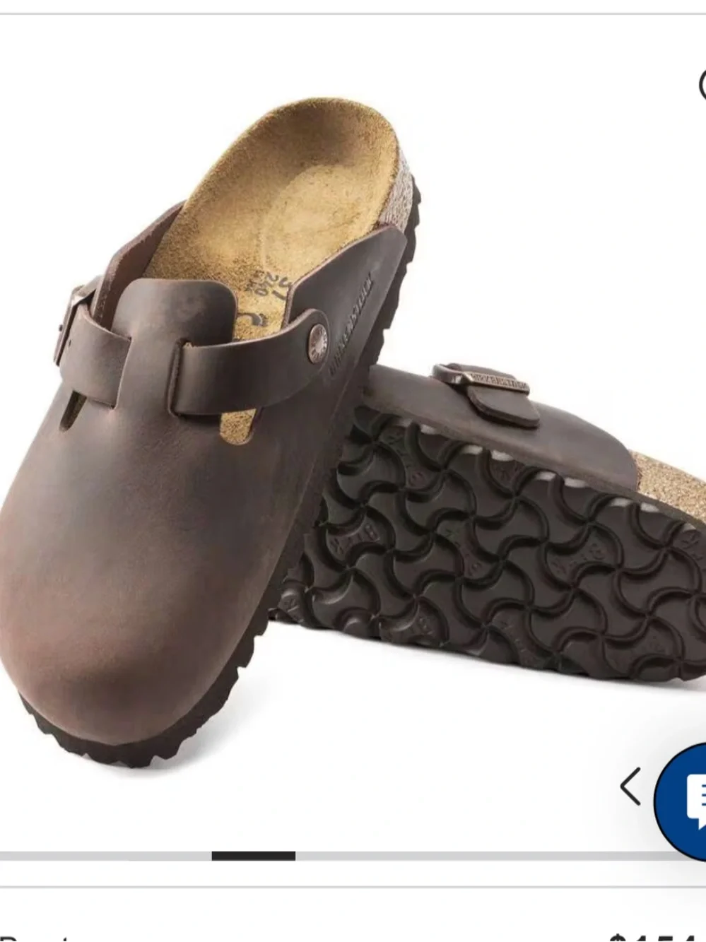 Birkenstock Brown Leather Slip-On Clogs with Buckle